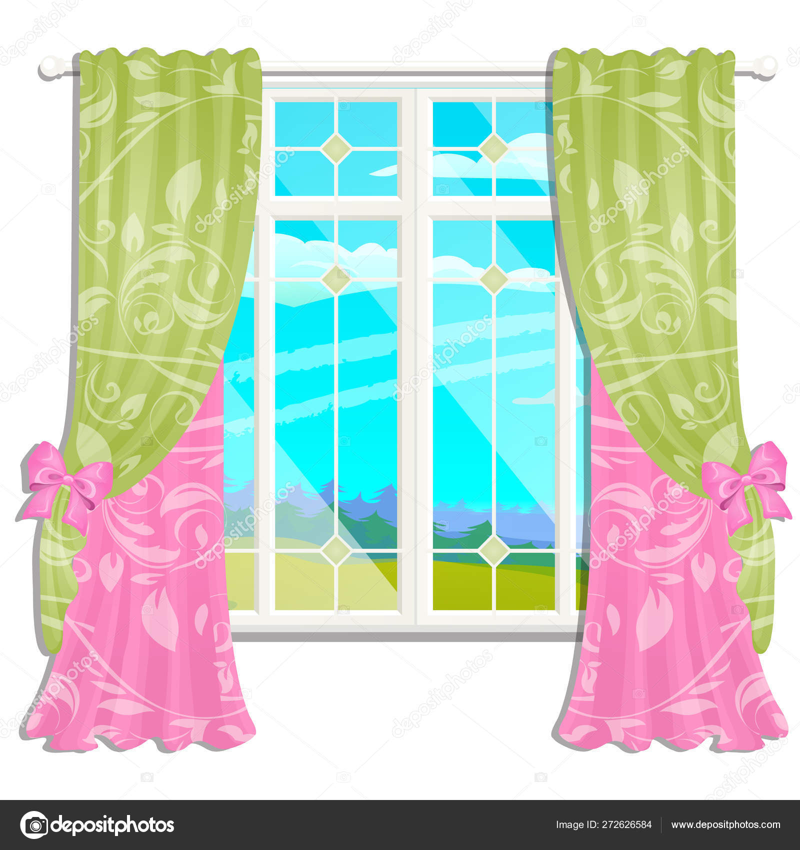 The window overlooking the sunny meadow of green grass in summer isolated on white background. Interior design luxury country house. A lovely day. Vector close-up cartoon illustration. Stock Vector Image by ©Anton_Lunkov # The window overlooking the sunny meadow of green grass in summer isolated on white background. Interior design luxury country house. A lovely day. Vector close-up cartoon illustration. Stock Vector Image by ©Anton_Lunkov #