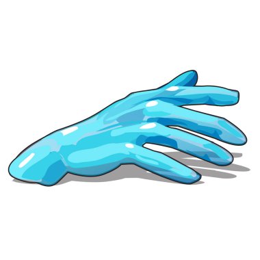 A hand made of ice or glass isolated on white background. Vector cartoon close-up illustration.