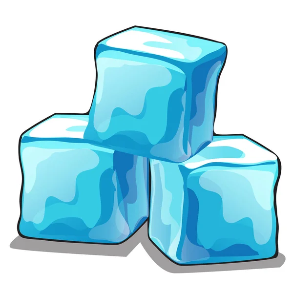 Montón de cubitos de hielo aislados sobre fondo blanco. ilustración de primer plano de dibujos animados vectoriales . — Vector de stock