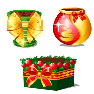 Beyaz bir arka planda izole edilmiş bir çiçek saksısı. El yapımı bir hediye fikri. Noel şenlik posteri, parti davetiyesi, diğer tatil kartları. Vektör karikatürü yakın çekim illüstrasyonu.