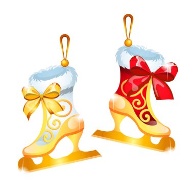 Noel ağacı süslemeleri ile farklı formlarda beyaz arka plan üzerinde izole kroki. Renkli festival cam baubles. Şablon afiş, davetiye, başka bir kart. Vektör karikatür yakın çekim Şekil.