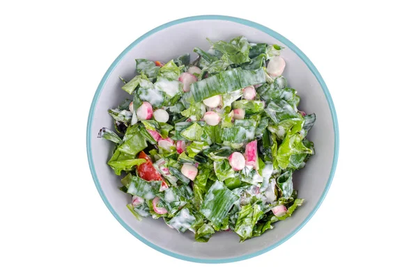 Kom met frisse salade greens en radijs — Stockfoto