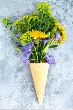 Yaratıcı düzeni ve kompozisyon gözleme koni ve Bahçe çiçek