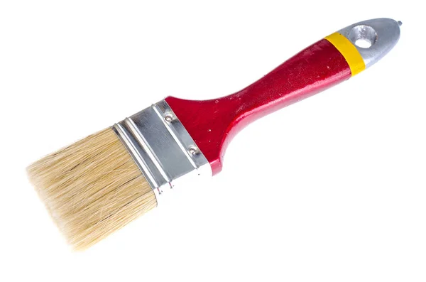 Brush construction with wooden handle for painting — Stock Photo, Image