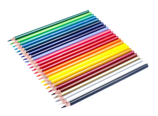 Crayons multicolores isolés sur blanc — Photo