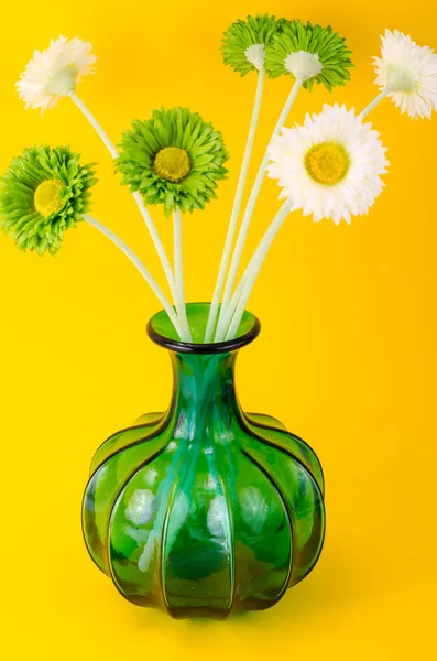 Interior green glass vase for flowers — Stock Photo, Image