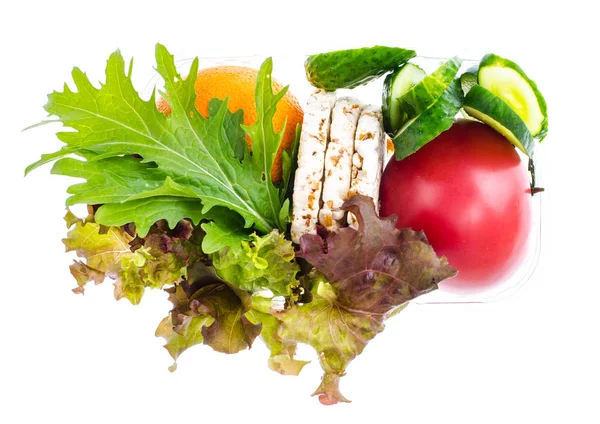 Fita métrica, vegetais, perda de peso, alimentação saudável, conceito de estilo de vida — Fotografia de Stock