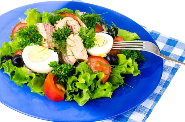 Ensalada de verduras con pescado enlatado —  Fotos de Stock