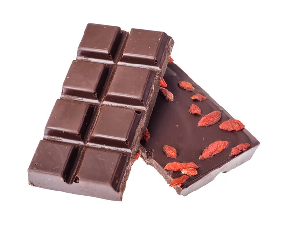 Czarny czekolada gorzka z jagody goji — Zdjęcie stockowe