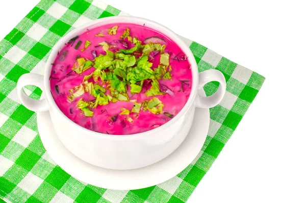 Rote-Rüben-Suppe mit Grünkohl — Stockfoto