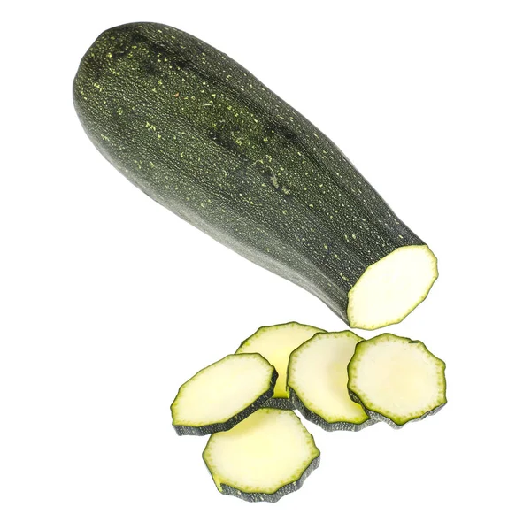 Jeunes courgettes vertes sur fond blanc — Photo