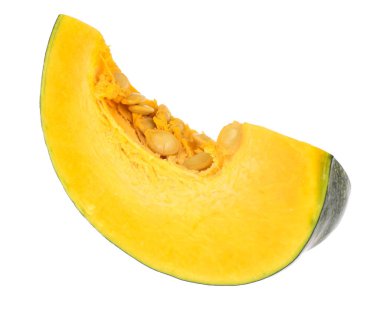 Beyaz arka plan üzerinde izole olgun kabak dilim