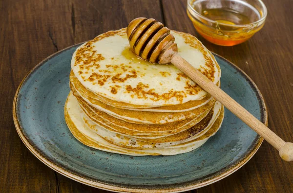Delicious Pancakes Honey Studio Photo — Stock Photo, Image