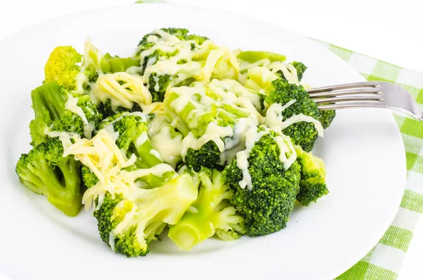 Makanan Vegetarian Sehat Konsep Penurunan Berat Badan Brokoli Dengan Keju — Stok Foto