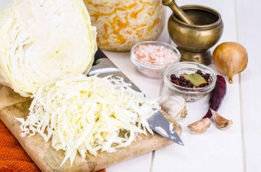 Tuzlama için kıyılmış lahana. Studio fotoğraf