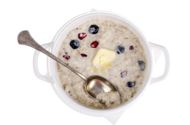 Yulaf ezmesi ve çilek ile. Studio fotoğraf