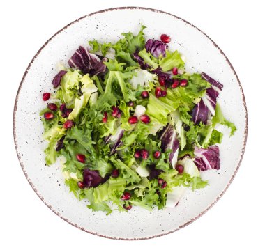 Taze marul ile plaka üzerinde izole beyaz arka plan bırakır. Studio fotoğraf