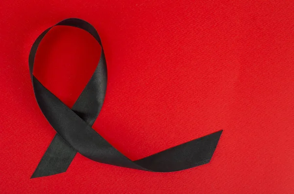 Black Ribbon Awareness Melanoma Skin Cancer Studio Photo — Stock Photo, Image