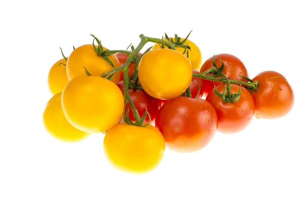 Yellow Red Cherry Tomatoes White Background Studio Photo — Stock Photo, Image