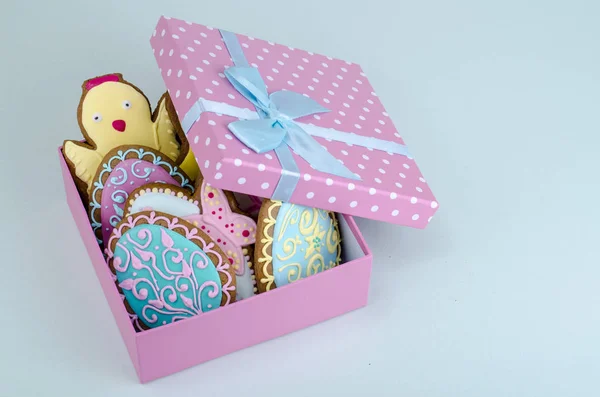 Bright Homemade Gingerbread Cookies Easter Gift Studio Photo — Stock Photo, Image