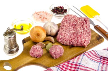 Yemek pişirmek için kıyma karışımı. Studio fotoğraf