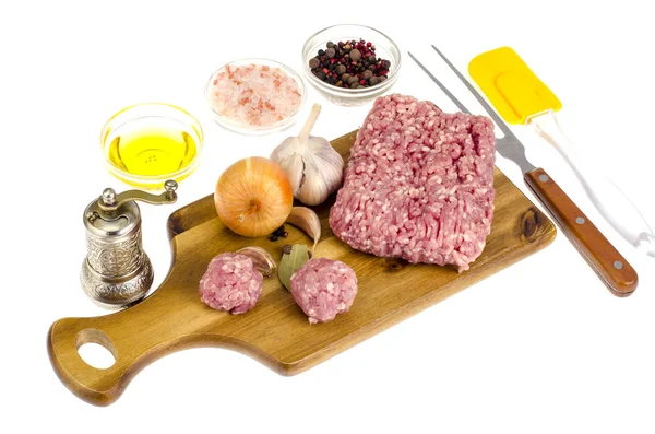 Darált Húst Keverjük Főzés Fotó Stúdió — Stock Fotó