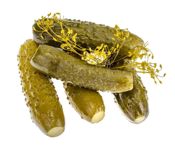 Marinated Pickled Cucumbers Isolated White Studio Photo — Stock Photo, Image