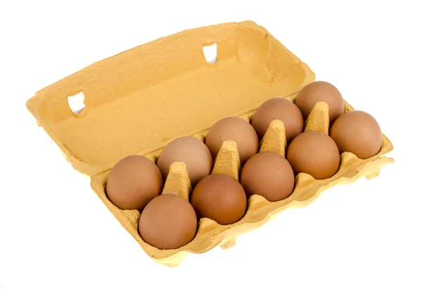 Diez Huevos Caja Estudio Foto —  Fotos de Stock