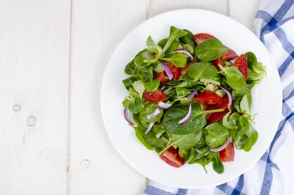 Conceito Perda Peso Estilo Vida Saudável Salada Leve Verduras Frescas — Fotografia de Stock