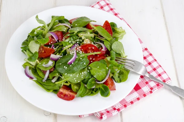 Conceito Perda Peso Estilo Vida Saudável Salada Leve Verduras Frescas — Fotografia de Stock