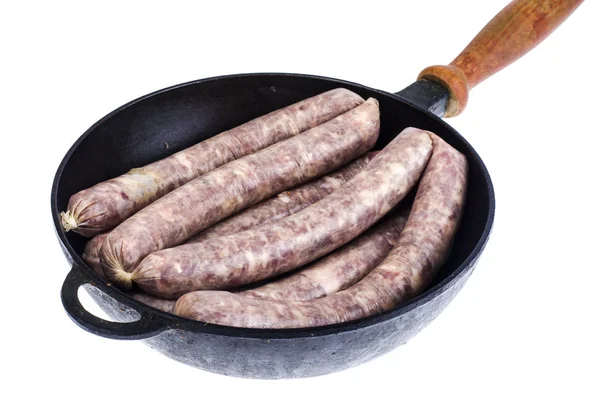 Pfanne Mit Rohem Schweinefleisch Hausgemachte Wurst Studiopoto — Stockfoto