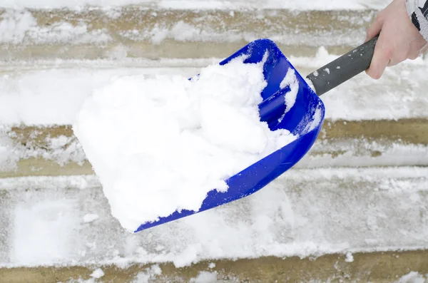 Reiniging Van Sneeuw Wissen Winter Door Middel Van Schop Studio — Stockfoto