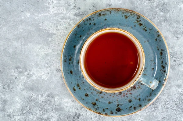 Hot Tea Blue Cup Saucer Studio Photo — Stock Photo, Image