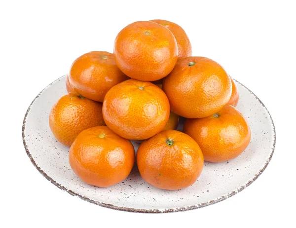 Süße Reife Mandarinen Auf Dem Teller Studioaufnahme — Stockfoto