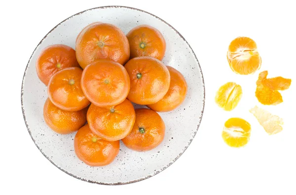 Sweet Ripe Tangerines Plate Studio Photo — Stock Photo, Image