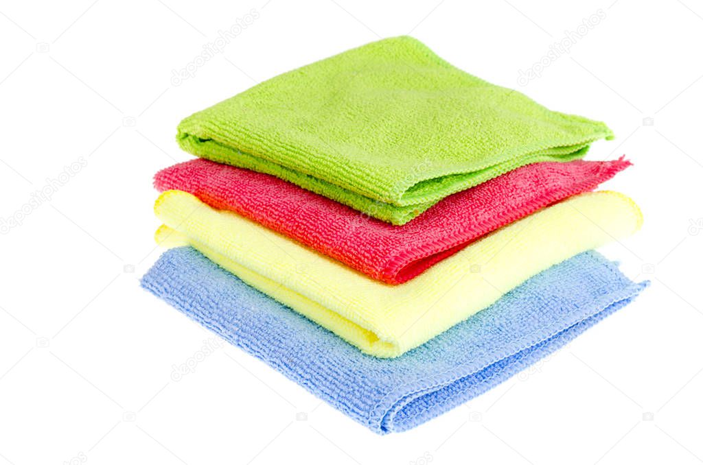 Colored microfiber cleaning cloths. Studio Photo