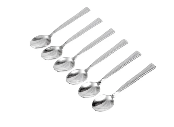 Metal Cutlery Isolated White Studio Photo — Stock Photo, Image