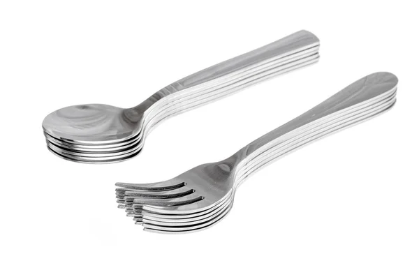 Metal Cutlery Isolated White Studio Photo — Stock Photo, Image