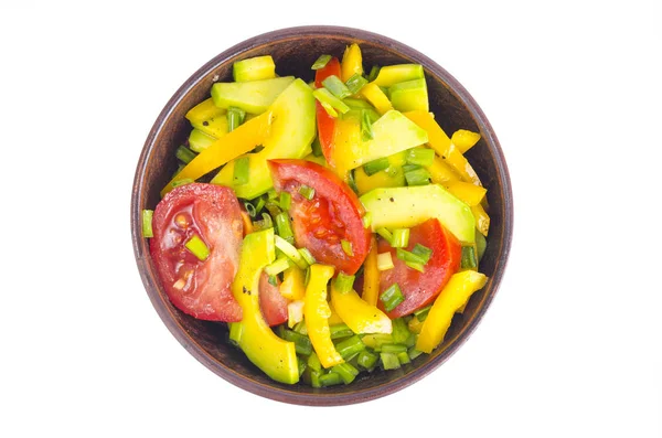 Aguacate Pimentón Dulce Tomates Ensalada Dietética Estudio Foto — Foto de Stock