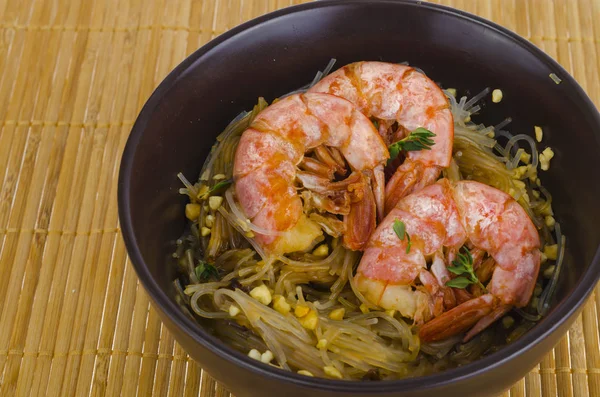 Glass Noodles Sauce Shrimps Asian Cuisine Studio Photo — Stock Photo, Image