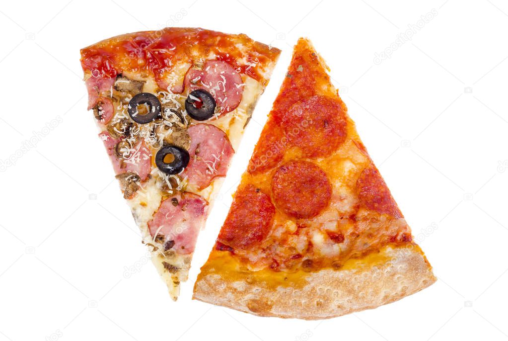 Pieces of pizza on white background. 