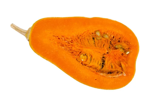 Świeże pomarańczowe cięcie w połowie Cucurbita moschata. — Zdjęcie stockowe