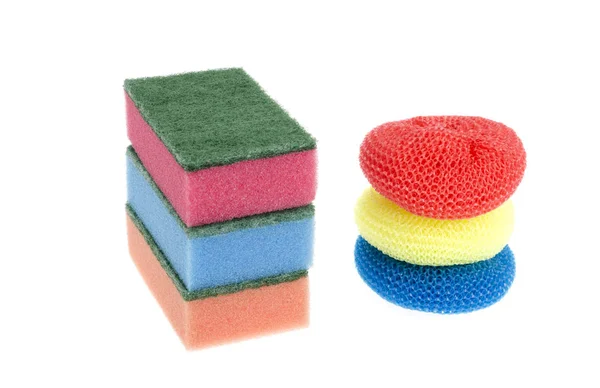 Colored washcloths for cleaning dishes. — Stock Photo, Image