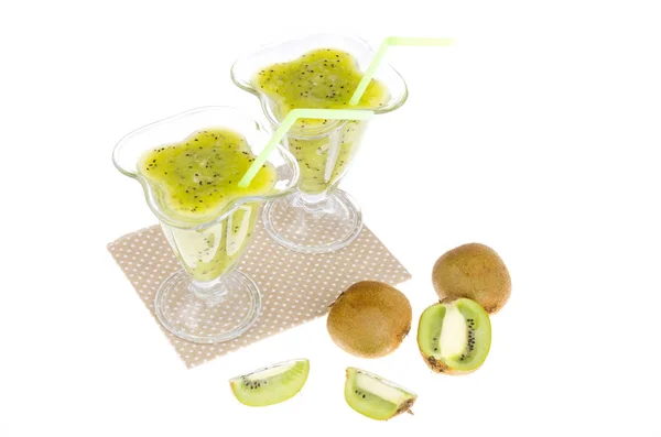 Delicious hijau segar kiwi smoothie, vitamin minuman — Stok Foto