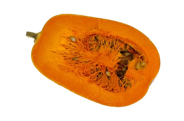 Abóbora de noz-moscada laranja meia madura com sementes . — Fotografia de Stock