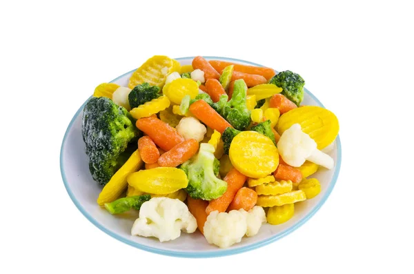 Brócoli congelado, coliflor, zanahorias rojas y amarillas . —  Fotos de Stock