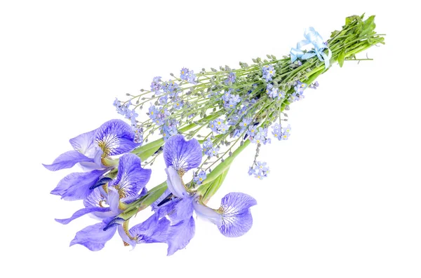 Petit bouquet de fleurs de jardin bleues. Photographie — Photo