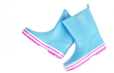 Yürüyüş için Çocuk pembe lastik botlar. 