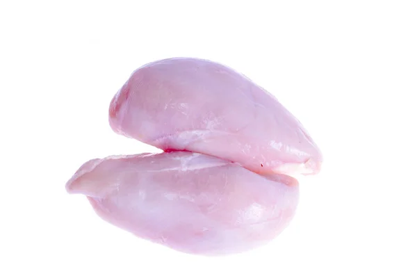 Two raw fresh chicken breasts isolated on white. — Stock Photo, Image