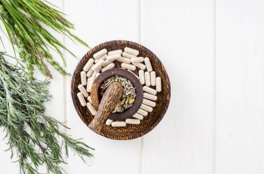 Bitkisel tıbbi haplar, etnobilim. Stüdyo Fotoğraf